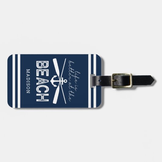 Das Leben am Strand ist besser Gepäckanhänger (Vorderseite horizontal)