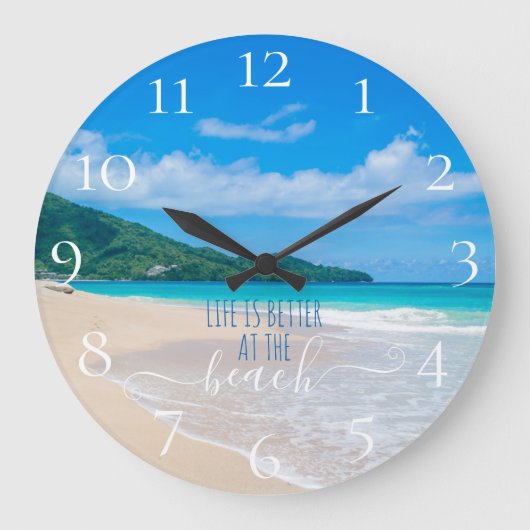Das Leben am Strand ist besser Große Wanduhr (Vorderseite)