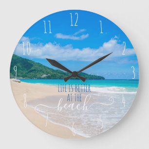 Das Leben am Strand ist besser Große Wanduhr