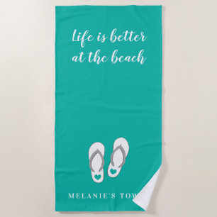 Das Leben am Strand ist besser niedliche Flip Flop Strandtuch