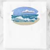 Das Leben am Strand ist besser Ovaler Aufkleber (Tasche)