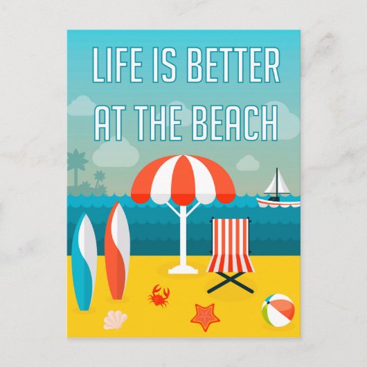 Das Leben am Strand ist besser Postkarte (Vorderseite)