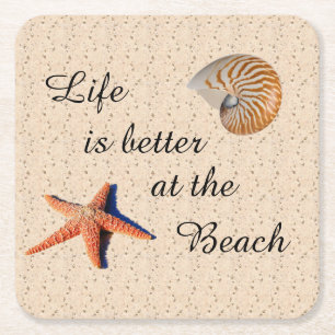 Das Leben am Strand ist besser Rechteckiger Pappuntersetzer