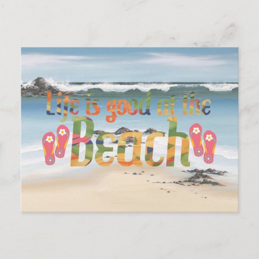 Das Leben am Strand ist gut Postkarte (Vorderseite)