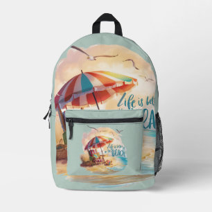 Das Leben am Strand ist schöner Bedruckter Rucksack