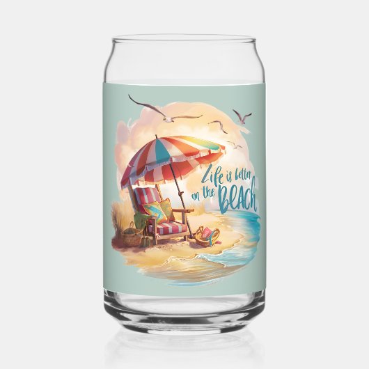 Das Leben am Strand ist schöner Dosenglas (Rückseite)