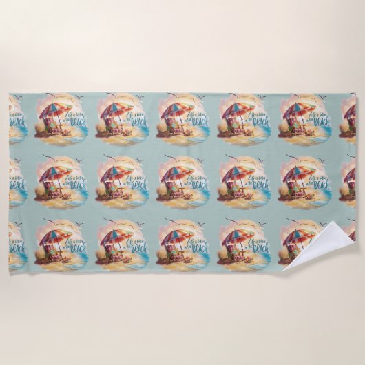 Das Leben am Strand ist schöner Strandtuch (Vorderseite)
