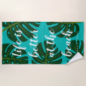 Das Leben am Strand Monstera Palmenblättern ist be Strandtuch (Vorderseite)