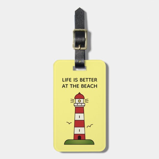 Das Leben am Strand niedliche Leuchtturm Reisen be Gepäckanhänger (Vorderseite vertikal)