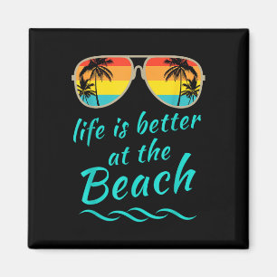 Das Leben am Strand Retro Palmen Bäume im Sommer i Magnet