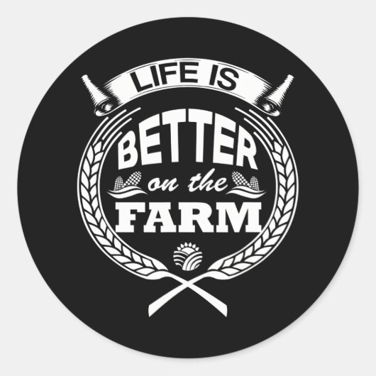 Das Leben auf dem Bauer ist besser Runder Aufkleber (Vorderseite)