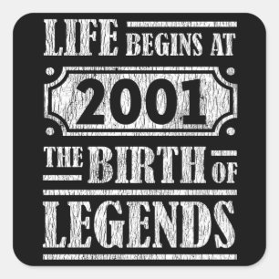 Das Leben beginnt 2001 die Geburt der Legende 20.  Quadratischer Aufkleber