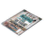 Das Leben beginnt am Ende des Komfort-Zone-Noteboo Notizblock (Linke Seite)