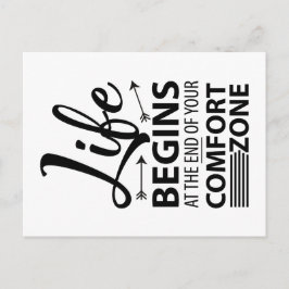 Das Leben beginnt am Ende Ihrer Komfortzone Spruch Postkarte
