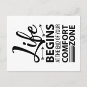 Das Leben beginnt am Ende Ihrer Komfortzone Spruch Postkarte (Vorderseite)