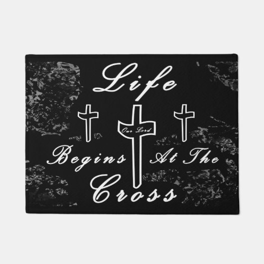 Das Leben beginnt am Kreuz Fußmatte (Vorderseite)