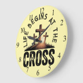 Das Leben beginnt am Kreuz Große Wanduhr (Winkel)