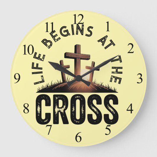 Das Leben beginnt am Kreuz Große Wanduhr (Vorderseite)