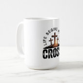 Das Leben beginnt am Kreuz Kaffeetasse (Vorderseite Links)