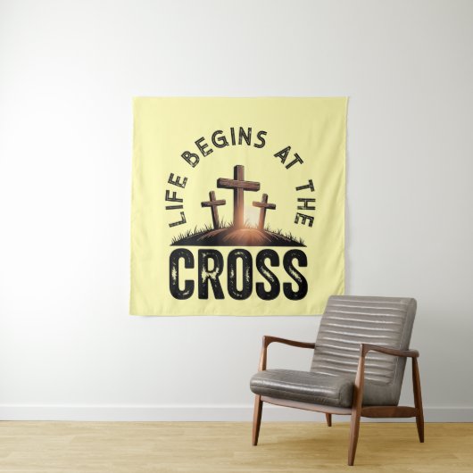 Das Leben beginnt am Kreuz Wandteppich (Beispiel)