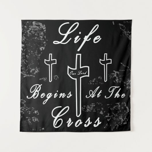 Das Leben beginnt am Kreuz Wandteppich (Vorderseite (Horizontal))