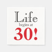 Das Leben beginnt bei 30 Kirschrot und schwarz coo Serviette (Vorderseite)