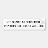 Das Leben beginnt bei der Empfängnis Autoaufkleber (Vorne)