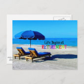 Das Leben beginnt bei der Pension, entspannen am S Postkarte (Vorne/Hinten)