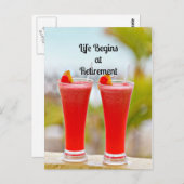 Das Leben beginnt bei der Pension - Frostige tropi Postkarte (Vorne/Hinten)