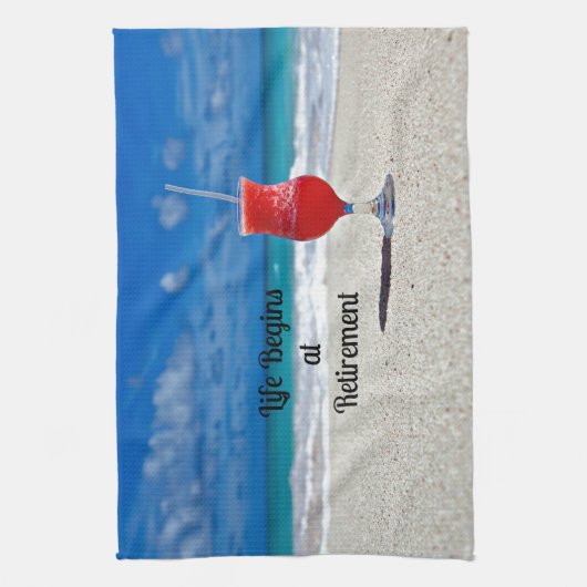 Das Leben beginnt bei der Pension - Frostiges Getr Handtuch (Vertikal)