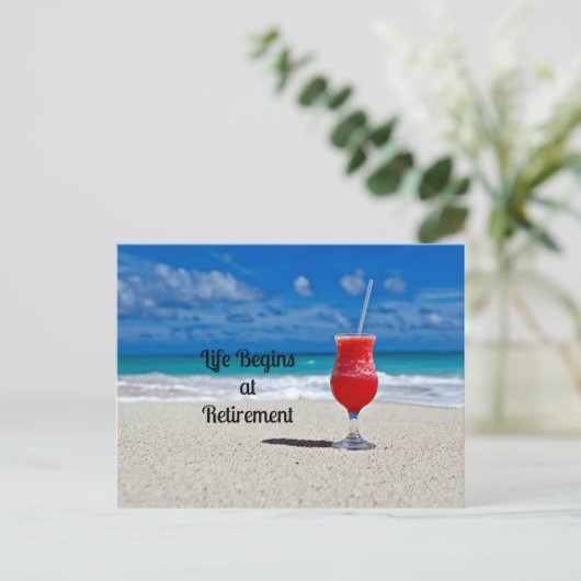 Das Leben beginnt bei der Pension - Frostiges Getr Postkarte (Stehend Vorderseite)