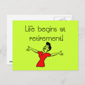 Das Leben beginnt bei der Pension! Fun Geschenke Postkarte (Vorne/Hinten)
