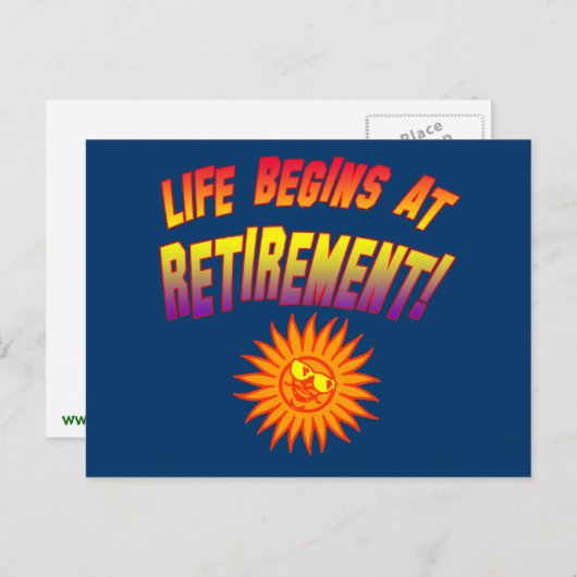 Das Leben beginnt bei der Pension! Postkarte (Vorne/Hinten)
