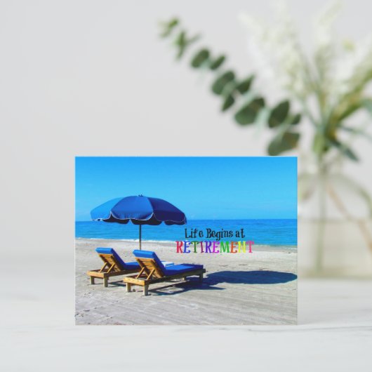 Das Leben beginnt bei der Rente Postkarte (Stehend Vorderseite)