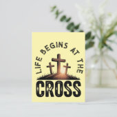 Das Leben beginnt beim Kreuz Postkarte (Stehend Vorderseite)