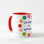 Das Leben beginnt im Ruhestand Tasse (Vorderseite Links)
