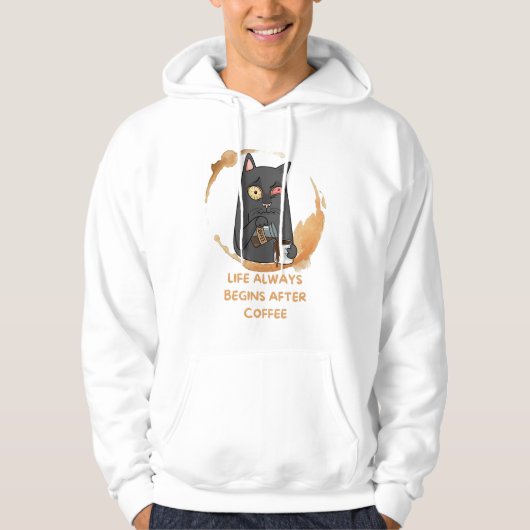 Das Leben beginnt immer nach dem Kaffee Hoodie (Vorderseite)