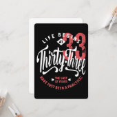 Das Leben beginnt mit 33 | 33. Geburtstag Karte (Vorderseite/Rückseite Beispiel)