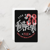 Das Leben beginnt mit 38 | 38. Geburtstag Karte (Vorderseite/Rückseite Beispiel)