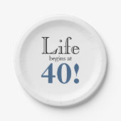 Das Leben beginnt mit 40 coolen Retro-Retro-Skizze Pappteller (Vorderseite)