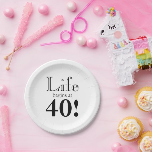 Das Leben beginnt mit 40 coolen Retro-Schriftart i Pappteller (Party)