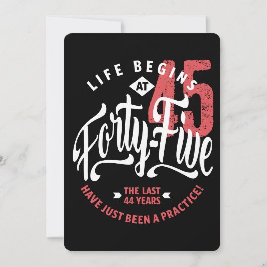 Das Leben beginnt mit 45 | 45. Geburtstag Karte (Vorderseite)