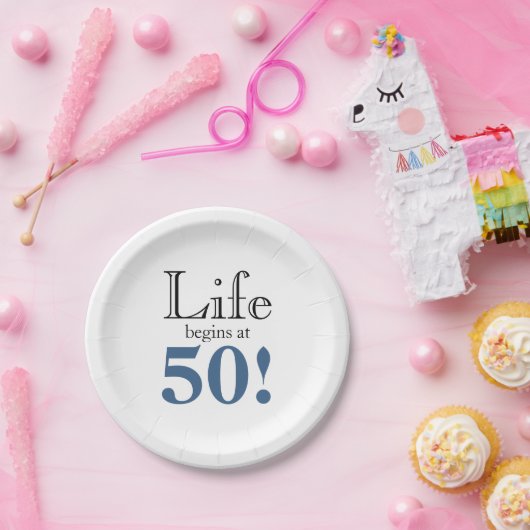 Das Leben beginnt mit 50 schwarz-schwarz coolen Re Pappteller (Party)