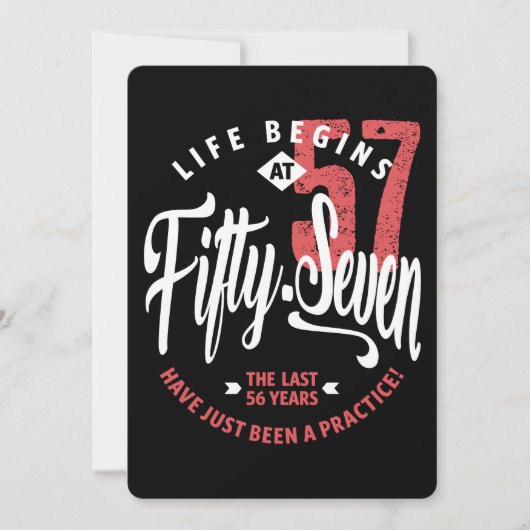 Das Leben beginnt mit 57 | 57. Geburtstag Karte (Vorderseite)
