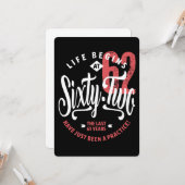 Das Leben beginnt mit 62 | 62. Geburtstag Karte (Vorderseite/Rückseite Beispiel)