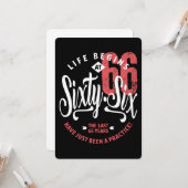 Das Leben beginnt mit 66 | 66. Geburtstag Karte (Vorderseite/Rückseite Beispiel)