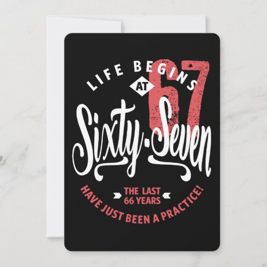 Das Leben beginnt mit 67 | 67. Geburtstag Karte (Vorderseite)