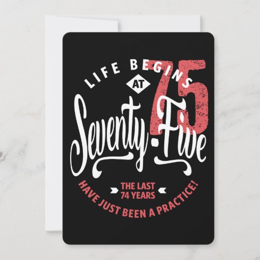 Das Leben beginnt mit 75 | 75. Geburtstag Karte (Vorderseite)