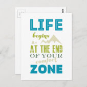 Das Leben beginnt mit der Inspiration Zitat Typogr Postkarte (Vorne/Hinten)