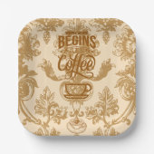 Das Leben beginnt mit Kaffee Pappteller (Vorderseite)